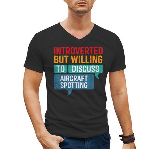 Introvert Aircraft Spotting Lovers Men & Women Men's V-Neck T-Shirt - Raresse