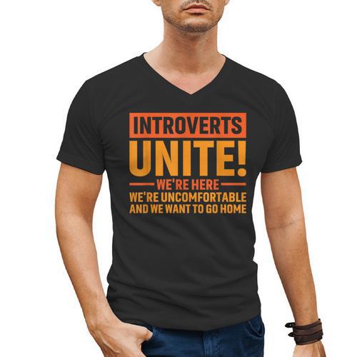 Introvert Antisocial Sarcasm Introverts Unite Anti Social Men's V-Neck T-Shirt - Raresse