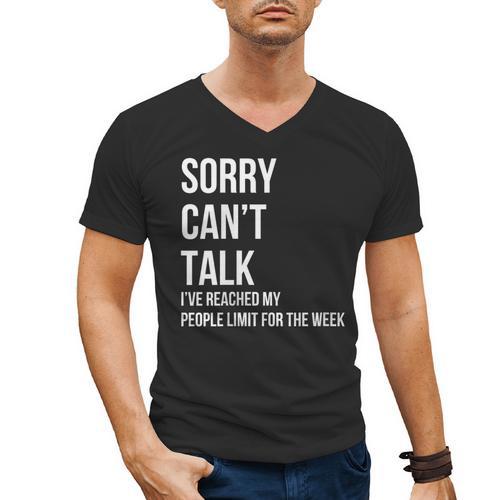 Introvert Can't Talk Reached People Limit For The Week Men's V-Neck T-Shirt - Raresse