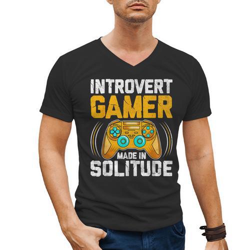 Introvert Gamer Video Games Anti Social Team Player Men's V-Neck T-Shirt - Raresse