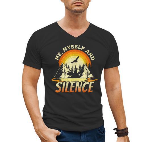 Introvert Relaxation Me Myself And Silence Mountain Vacation Men's V-Neck T-Shirt - Raresse