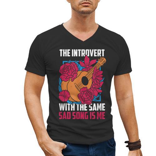 Introvert Singers Singing Sad Song Classical Music Lovers Men's V-Neck T-Shirt - Raresse