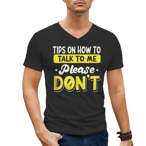 Introvert Tips On How To Talk To Me Please Don't Antisocial Men's V-Neck T-Shirt - Raresse