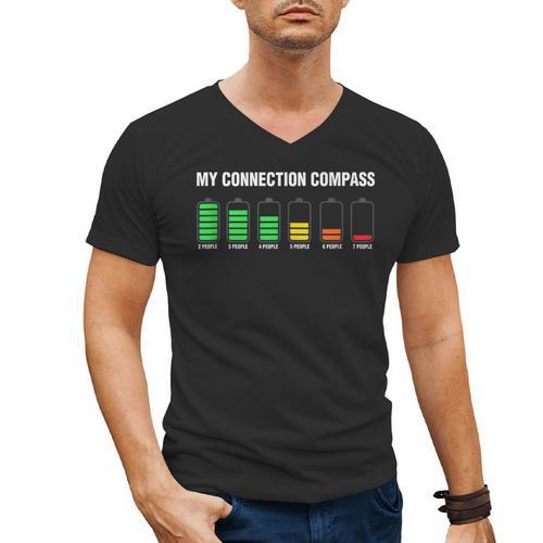 Introvert Tired Battery Men's V-Neck T-Shirt - Raresse