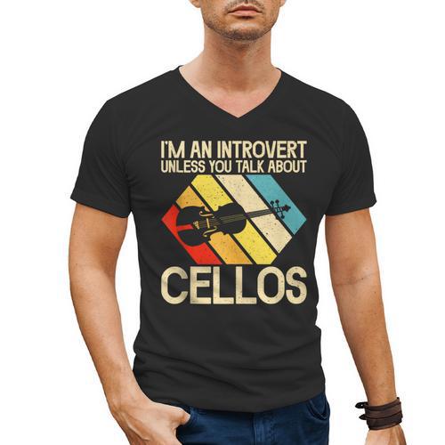 Im An Introvert Unless You Talk About Cellos Men's V-Neck T-Shirt - Raresse
