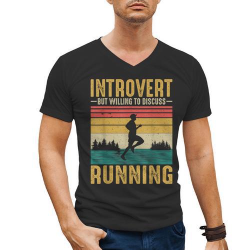 Introvert But Willing To Discuss Running Men's V-Neck T-Shirt - Raresse