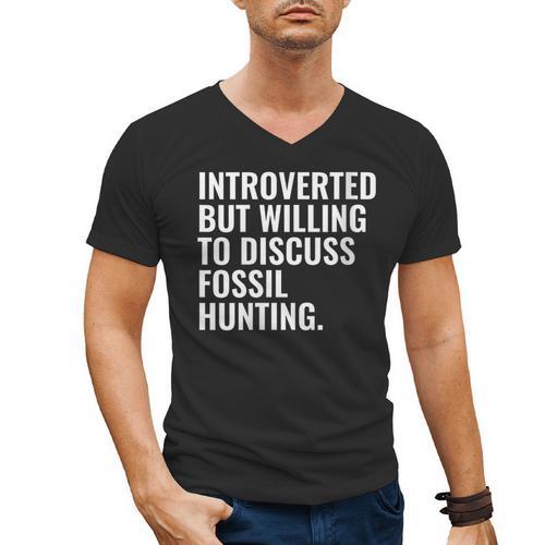 Introverted But Fossil Hunting Introvert Fossil Hunter Men's V-Neck T-Shirt - Raresse