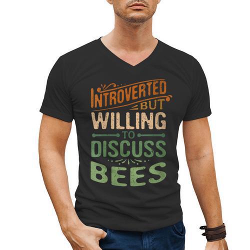 Introverted But Willing To Discuss Bees Animal Meme Men's V-Neck T-Shirt - Raresse