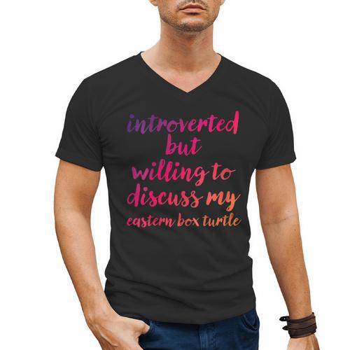 Introverted Willing To Discuss Eastern Box Turtle Introvert Men's V-Neck T-Shirt - Raresse