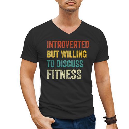 Introverted But Willing To Discuss Fitness Hobby Men's V-Neck T-Shirt - Raresse