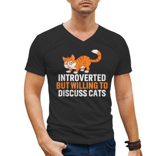 Introverts Cat Lover Introvert Antisocial Cats Anti Social Men's V-Neck T-Shirt - Raresse