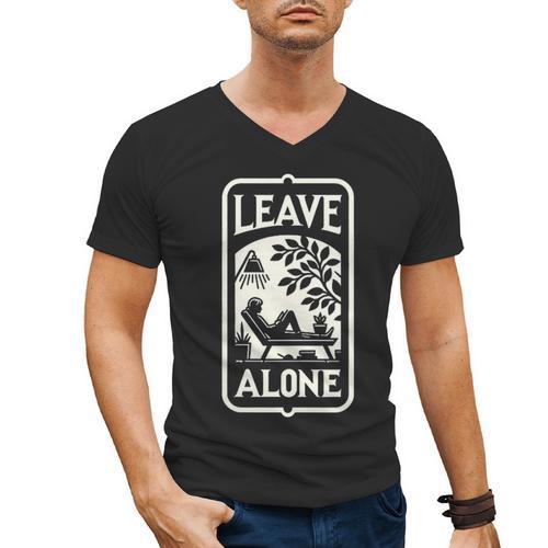 Introvert's Peaceful Solitude Graphic Leave Alone Quiet Men's V-Neck T-Shirt - Raresse