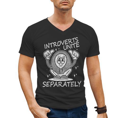 Introverts Unite Anti-Social Shy Person Joke Men's V-Neck T-Shirt - Raresse