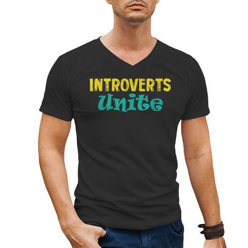Introverts Unite I Introvert Men's V-Neck T-Shirt - Raresse