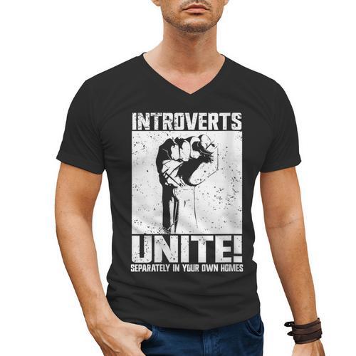 Introverts Unite Separately In Your Own Homes Introvert Men's V-Neck T-Shirt - Raresse