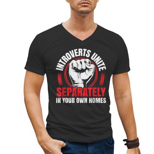 Introverts Unite Separately In Your Own Homes Saying Men's V-Neck T-Shirt - Raresse
