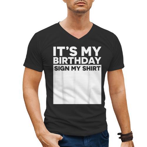 It's My Birthday Sign Boy Men Decoration Guestbook Men's V-Neck T-Shirt - Bookorys CA