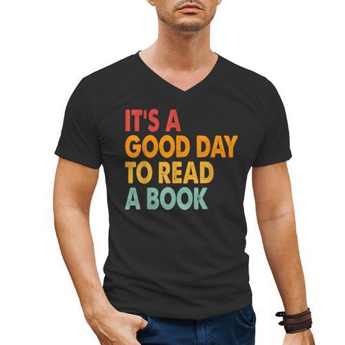 It's A Good Day To Read A Book Retro Vintage Teacher Men's V-Neck T-Shirt - Bookorys DE