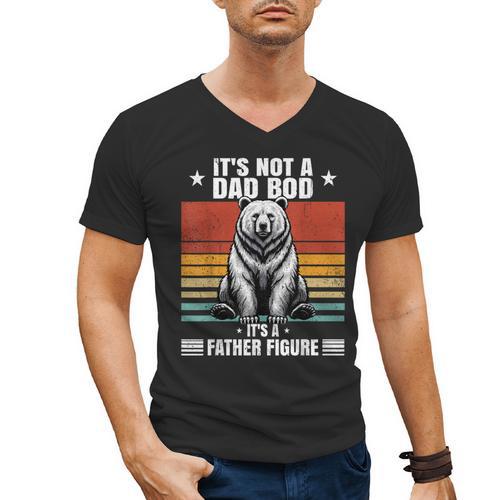 It's Not A Dad Bod It's Father Figure Bear Vintage Men's V-Neck T-Shirt - Father's Day Fun