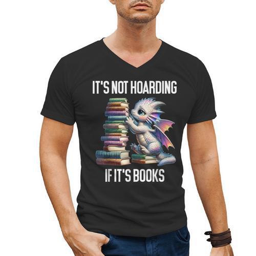 It's Not Hoarding If It's Books ShirtDragon Reading Book Men's V-Neck T-Shirt - Bookorys DE
