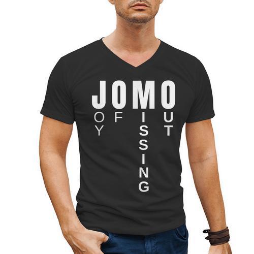 JOMO Joy Of Missing Out Sarcastic Introvert Men's V-Neck T-Shirt - Raresse