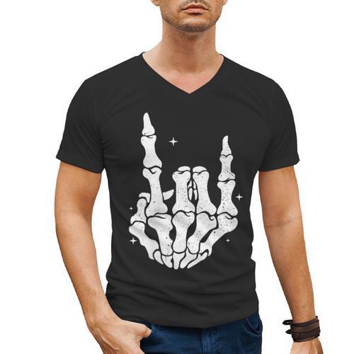 Just A Dad Who Always Came Back 2 Sided Skeleton Men's V-Neck T-Shirt - Father's Day Fun