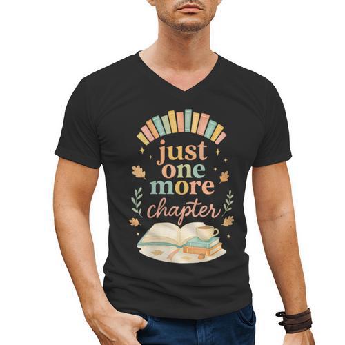Just One More Chapter Cozy Book Lover Reading & Coffee Men's V-Neck T-Shirt - Bookorys DE