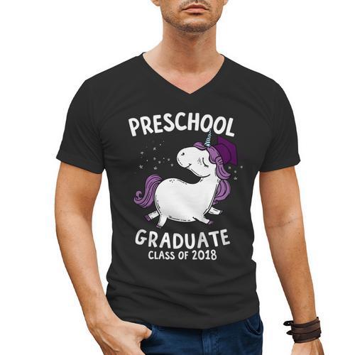 Kids Class Of 2018 Unicorn Preschool Graduation For Girls Men's V-Neck T-Shirt - Best Gift Smart