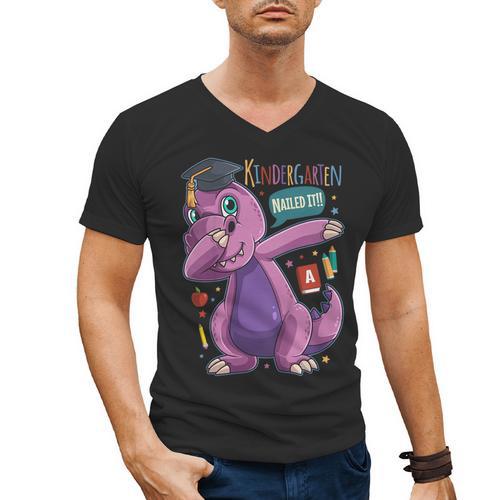 Kids Dabbing T Rex Graduation Kindergarten Class Of 2019 Men's V-Neck T-Shirt - Best Gift Smart