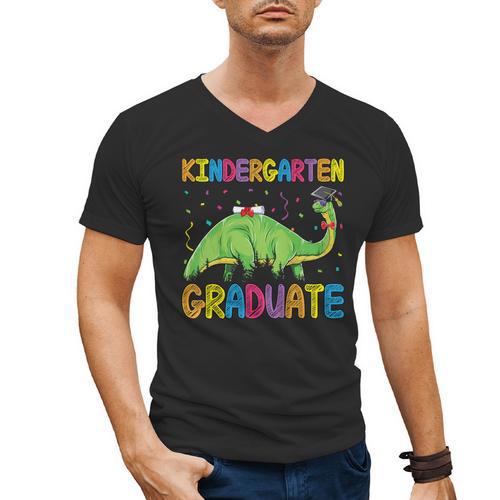 Kids Kindergarten Graduate Dinosaur Kindergarten Graduation Men's V-Neck T-Shirt - Best Gift Smart