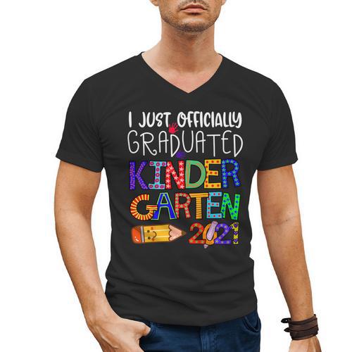 Kids Kindergarten Graduation Class Of 2021 Shirt I Just Graduated Men's V-Neck T-Shirt - Best Gift Smart