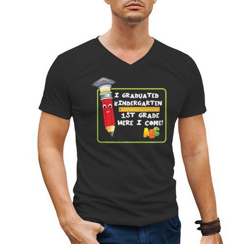 Kids Kindergarten Graduation Students Going To 1st Grade Men's V-Neck T-Shirt - Best Gift Smart