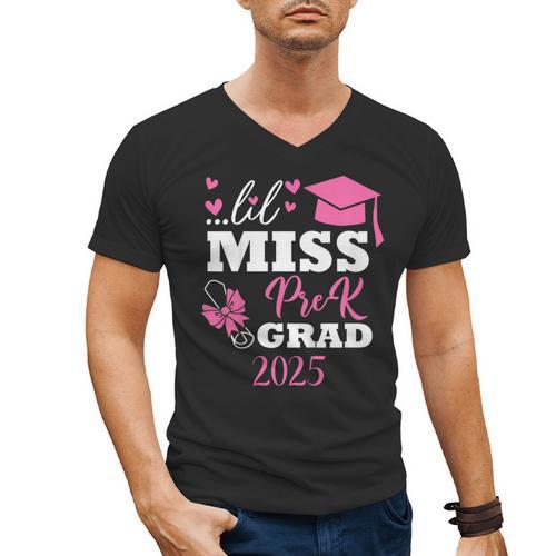 Kids Little Miss Pre-K Grad Preschool Prek Graduation 2025 Men's V-Neck T-Shirt - Best Gift Smart