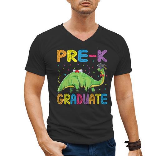 Kids Pre-K Graduate Brontosaurus Dino Pre Kindergarten Graduation Men's V-Neck T-Shirt - Best Gift Smart