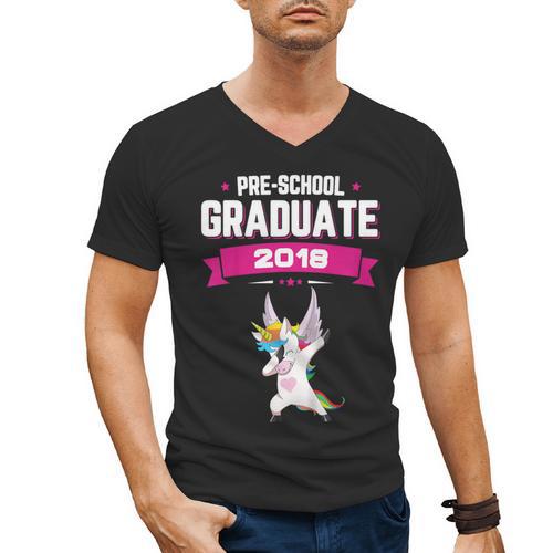 Kids Preschool Graduate 2018 Unicorn Dab Graduation Pre-K TShirt Men's V-Neck T-Shirt - Best Gift Smart
