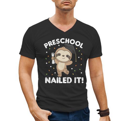 Kids Kids Preschool Nailed It Sloth Graduation Men's V-Neck T-Shirt - Best Gift Smart