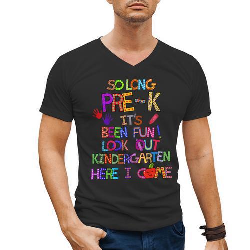 Kids So Long Kindergarten Here I Come Pre-K Graduation Graduate Men's V-Neck T-Shirt - Best Gift Smart