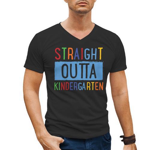 Kids STRAIGHT OUTTA KINDERGARTEN T-SHIRT FUNNY GRADUATION GIFT Men's V-Neck T-Shirt - Best Gift Smart