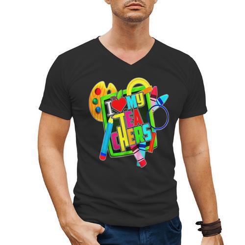 Kids Teens Graduation I Heart My Teachers I Love My Teachers Men's V-Neck T-Shirt - Best Gift Smart