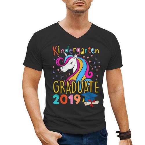 Kids Unicorn Kindergarten Graduation Graduate Shirt Men's V-Neck T-Shirt - Best Gift Smart