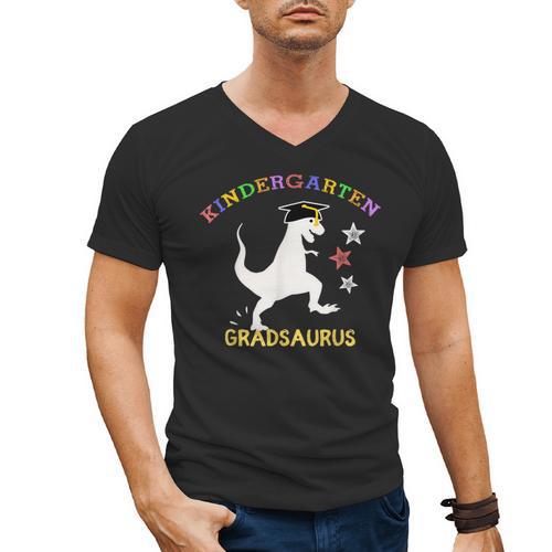 Kindergarten Graduation Shirt 2019 Dinosaur Graduate Party Men's V-Neck T-Shirt - Best Gift Smart