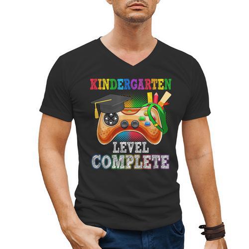 Kindergarten Level Complete Last Day Of School Graduation Men's V-Neck T-Shirt - Best Gift Smart