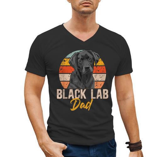 Lab Dad Retro Black Labrador Owner Men's V-Neck T-Shirt - Father's Day Fun