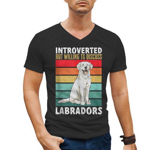 Labrador Retriever Introvert White Lab Men's V-Neck T-Shirt - Raresse