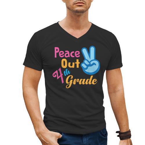 Last Day Of School Peace Out Grade 4 Graduation Kids Men's V-Neck T-Shirt - Best Gift Smart