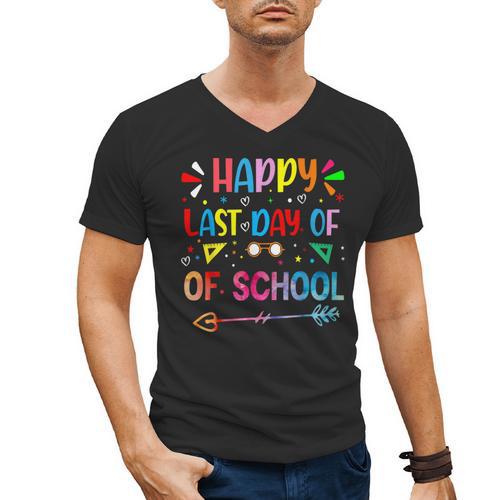 Last Day Of School Tie Dye School Graduation Summer Teacher Men's V-Neck T-Shirt - Best Gift Smart