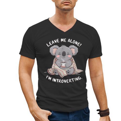Leave Me Alone I'm Introverting Koala Introvert Men's V-Neck T-Shirt - Raresse
