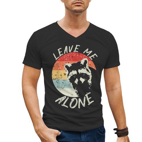Leave Me Alone Raccoon Lover Introvert Antisocial Shy INTP Men's V-Neck T-Shirt - Raresse