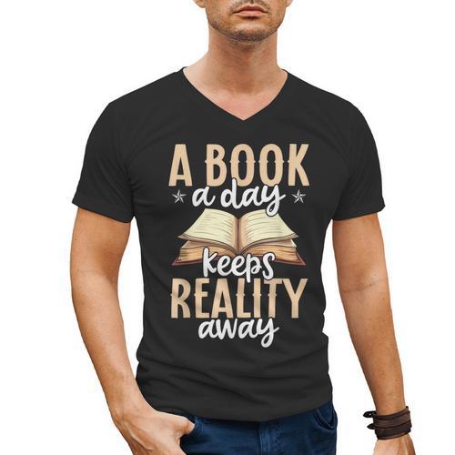 Librarian A Book A Day For Book Lover Reading Library Men's V-Neck T-Shirt - Bookorys DE