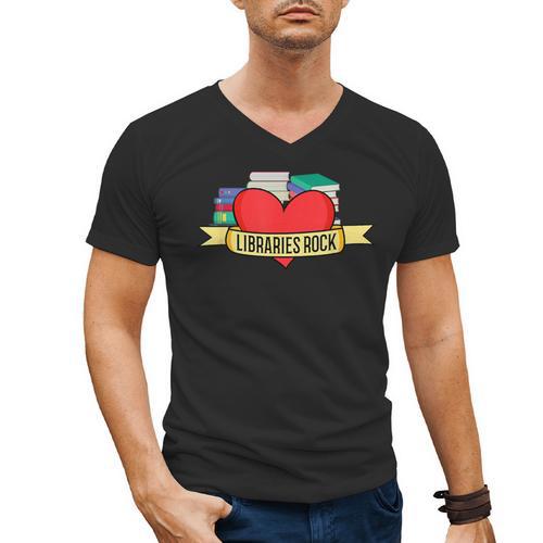 Librarian Library Assistant Libraries Rock Book Lover Men's V-Neck T-Shirt - Bookorys